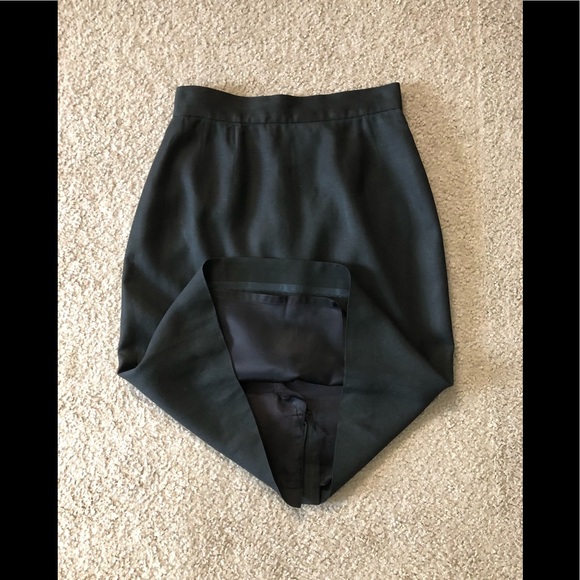 Vintage Barry Bricken Mark Shale Skirt 10 Linen Wool Pencil - Picture 5 of 11